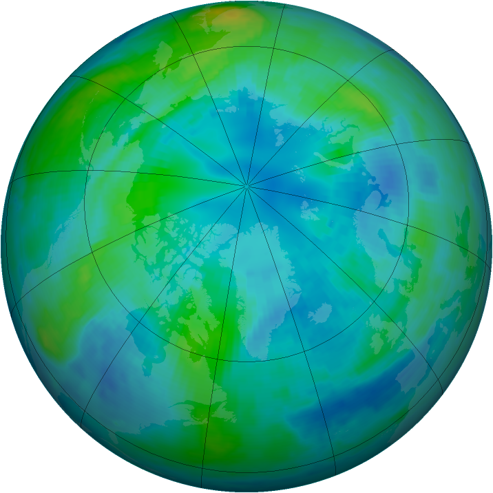 Arctic ozone map for 12 October 1997